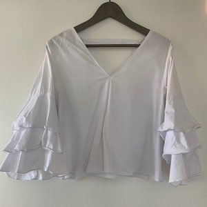 Zara Ruffled Poplin Top